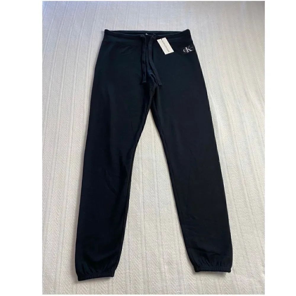 CALVIN KLEIN Womens Small Black Logo Patch Jogger Pants